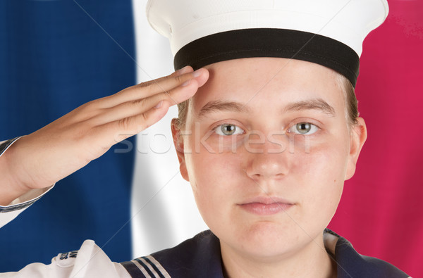 young sailor saluting isolated white background Stock photo © clearviewstock