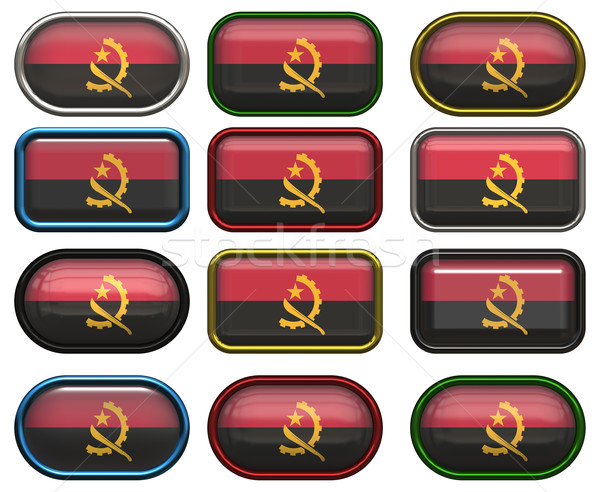 Doze botões bandeira Angola Foto stock © clearviewstock