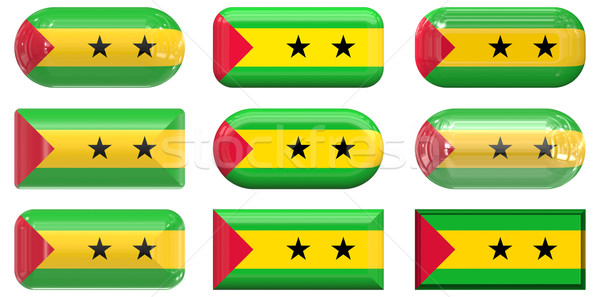 nine glass buttons of the Flag of Sao Tome and Principe Stock photo © clearviewstock