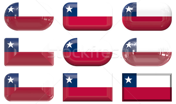 nine glass buttons of the Flag of Chile Stock photo © clearviewstock