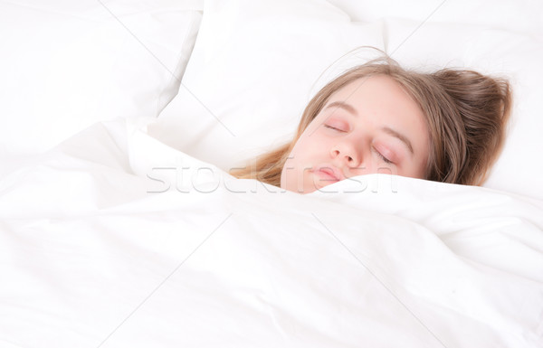 спящий кровать молодые подростку женщины Сток-фото © clearviewstock
