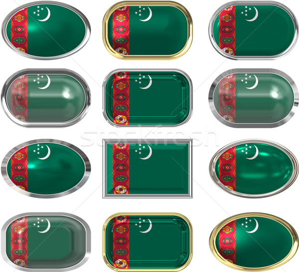 Doce botones bandera Turkmenistán Foto stock © clearviewstock