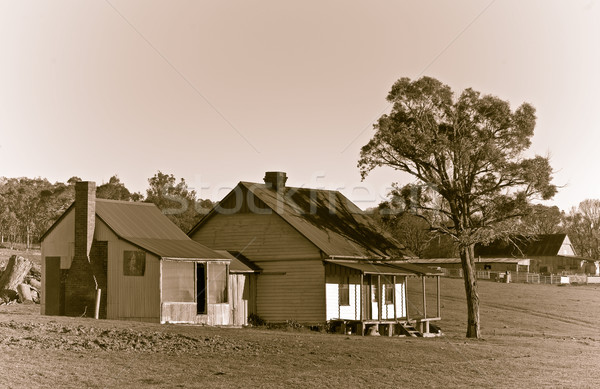 öreg ranch régi ház szarvasmarha állomás mező Stock fotó © clearviewstock