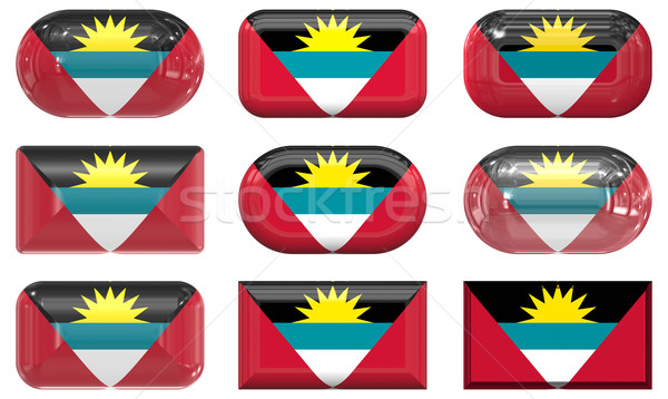 nine glass buttons of the Flag of antigua barbuda Stock photo © clearviewstock