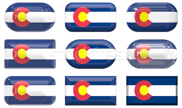 nine glass buttons of the Flag of Colorado Stock photo © clearviewstock