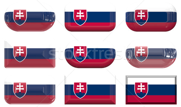Nove vetro pulsanti bandiera Slovacchia Foto d'archivio © clearviewstock