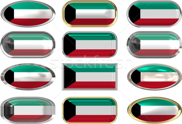 Dodici pulsanti bandiera Kuwait Foto d'archivio © clearviewstock
