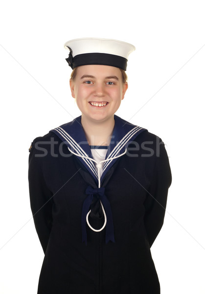 smiling navy sailor on white Stock photo © clearviewstock