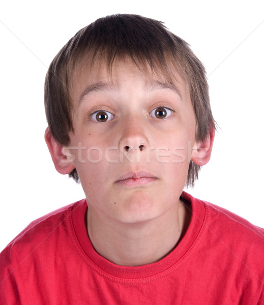 Kérdő fiú kép fehér háttér Stock fotó © clearviewstock