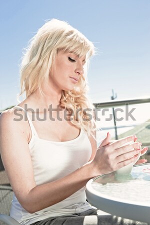 high key woman wine and dessert Stock photo © clearviewstock