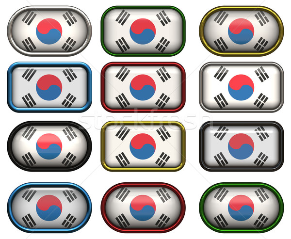 12 Кнопки флаг Южная Корея двенадцать Сток-фото © clearviewstock