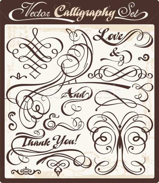 Vector set with exquisite calligraphic and ornamental designs. Great for wedding invitations. Stock photo © clipart_design