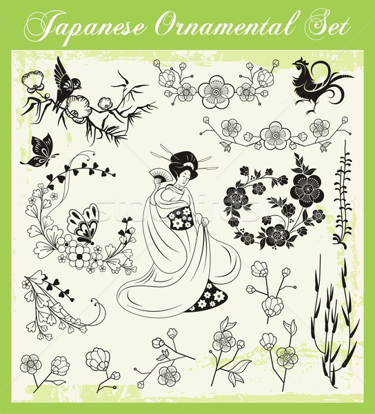 Vector set of traditional Japanese ornaments and oriental decorative designs. Stock photo © clipart_design