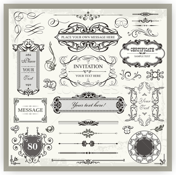 Vintage ornamental and page decoration calligraphic designs set. Stock photo © clipart_design