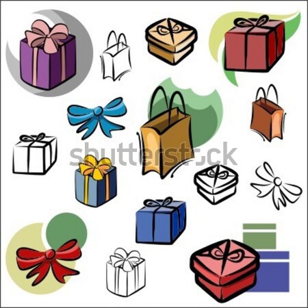 Vektor Symbol Geschenke Set Symbole Farbe Stock foto © clipart_design