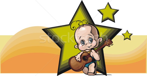 Aranyos baba játszik gitár gitáros zene Stock fotó © clipart_design