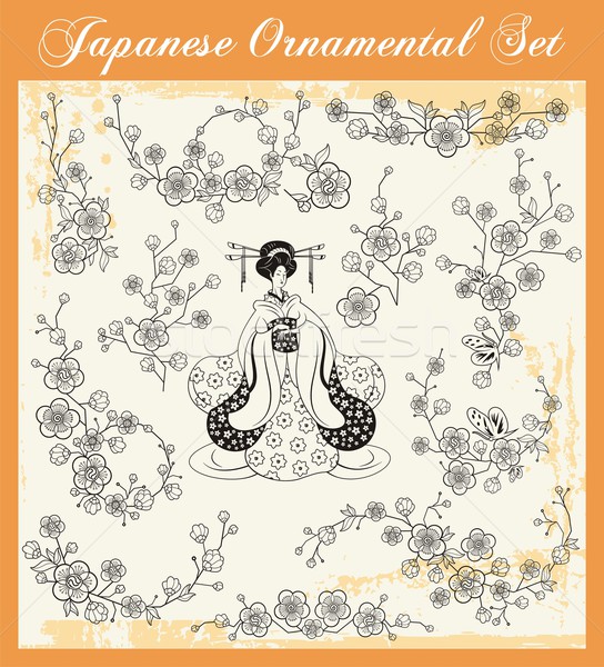 Vektor Set traditionellen japanisch Ornamente orientalisch Stock foto © clipart_design