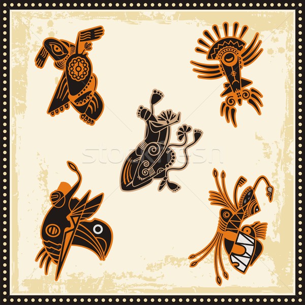 Vektor Set african tribal Ornamente Vogel Stock foto © clipart_design