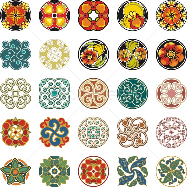 Vektor Set floral dekorativ Kreis Designs Stock foto © clipart_design