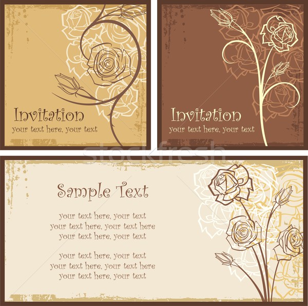 вектора набор декоративный приглашения роз Сток-фото © clipart_design
