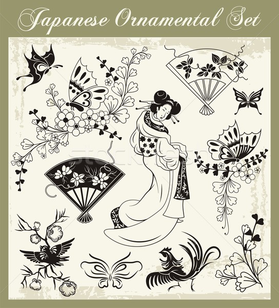 Vektor Set traditionellen japanisch Ornamente orientalisch Stock foto © clipart_design