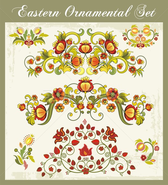 Vector floral ornamental set in traditional Russian style. Stock photo © clipart_design