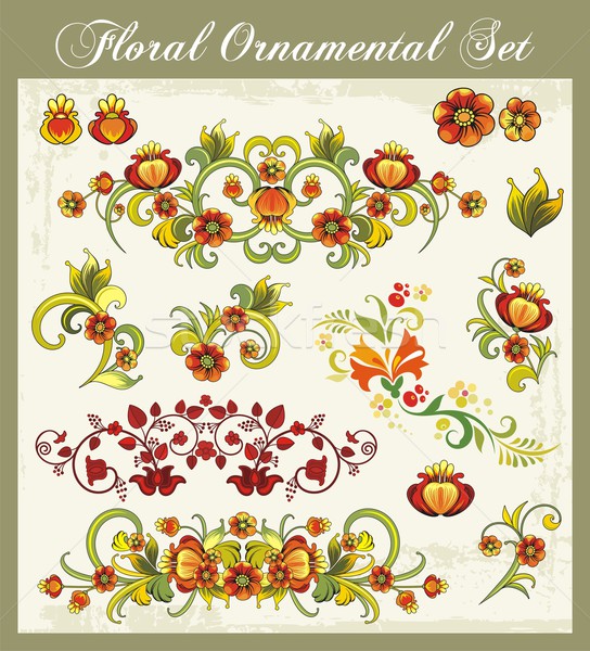 Vector floral ornamental set in vintage style. Stock photo © clipart_design