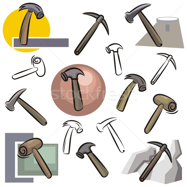 вектора икона набор иконки цвета черно белые Сток-фото © clipart_design