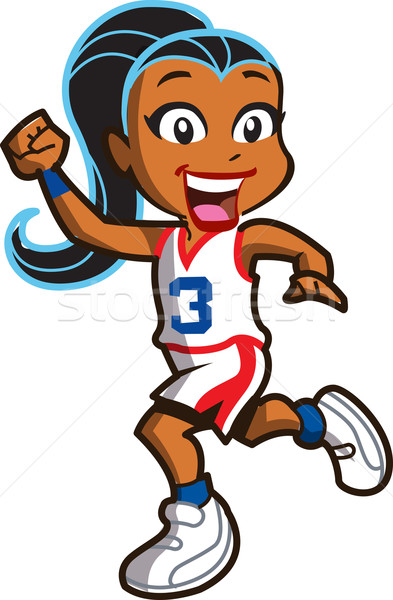 Lány kosárlabdázó mosolyog kisebbségi fut lefelé Stock fotó © ClipArtMascots