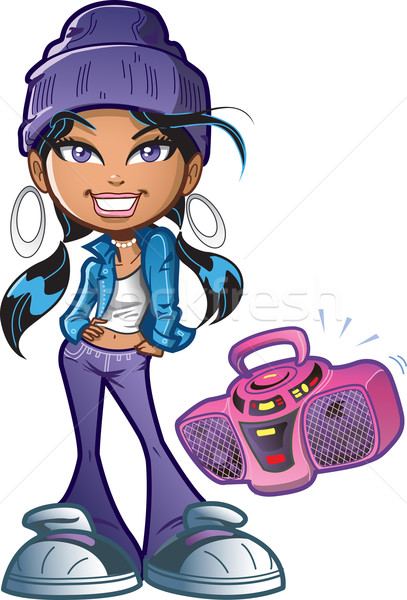 Funky Girl With Boombox Stock photo © ClipArtMascots