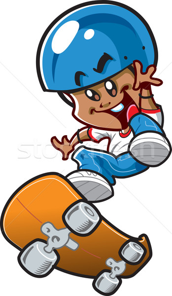 Ethniques skateboard garçon heureux jeunes souriant [[stock_photo]] © ClipArtMascots