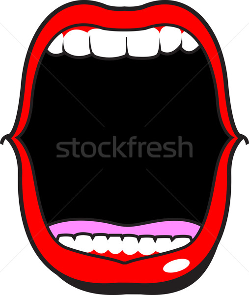Széles nyitva száj mosoly fogak ecset Stock fotó © ClipArtMascots