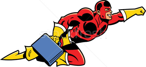 Flying Business Superhero With Briefcase Stock photo © ClipArtMascots