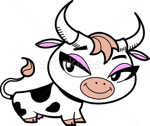Cute peu cartoon vache souriant joli [[stock_photo]] © ClipArtMascots