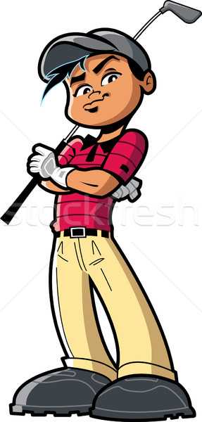 Golfçü serin adam erkek kırmızı gömlek Stok fotoğraf © ClipArtMascots