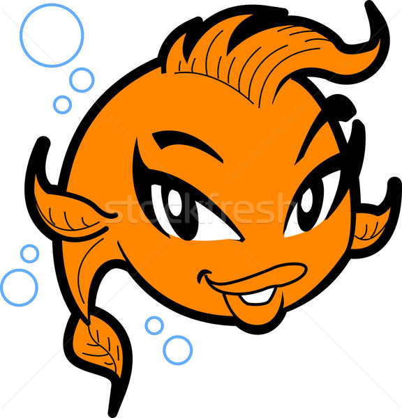 Cute fille poissons dame bulles joli [[stock_photo]] © ClipArtMascots