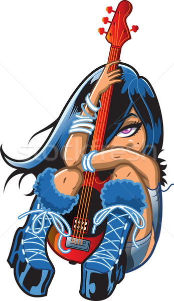 Shy Girl With Guitar Stock photo © ClipArtMascots
