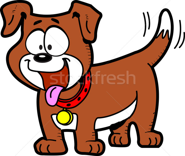 Heureux chien cartoon blanche souriant [[stock_photo]] © ClipArtMascots