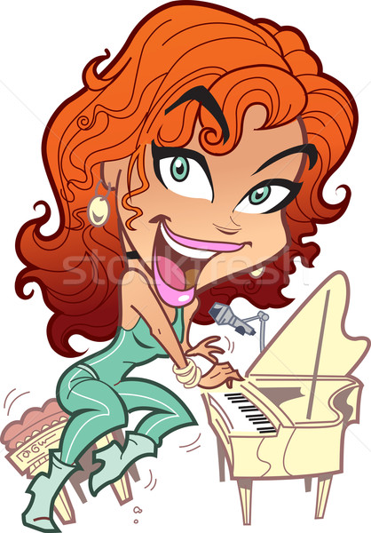 Selvatico donna giocare piano rosso Foto d'archivio © ClipArtMascots