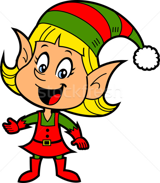 Dziewczyna christmas elf szczęśliwy uśmiechnięty Zdjęcia stock © ClipArtMascots