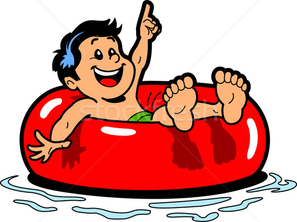 Stock photo: Boy Floating Inner Tube