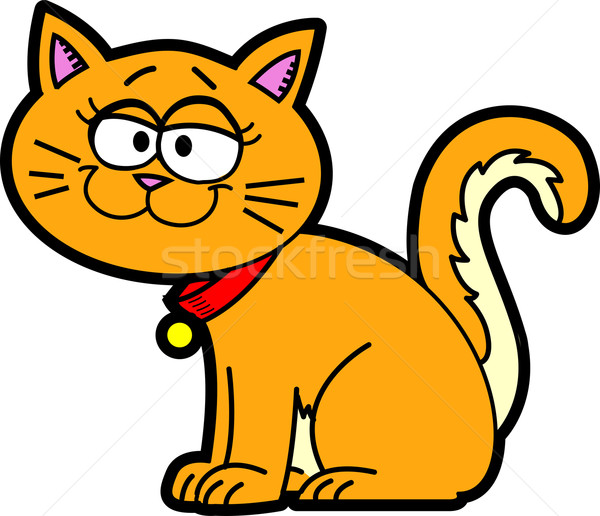 Cartoon kot pomarańczowy domowych pussy czas Zdjęcia stock © ClipArtMascots