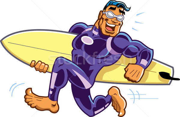 Surfer bellimbusto felice esecuzione a piedi nudi occhiali da sole Foto d'archivio © ClipArtMascots