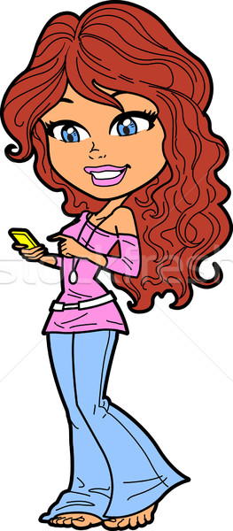 Sms chat tinédzser csinos tinilány telefon lány Stock fotó © ClipArtMascots