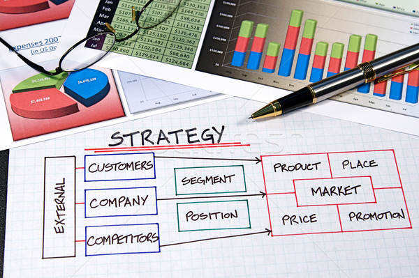 Business Charts Geschäftsstrategie Graphen Tastatur Finanzierung Stock foto © cmcderm1
