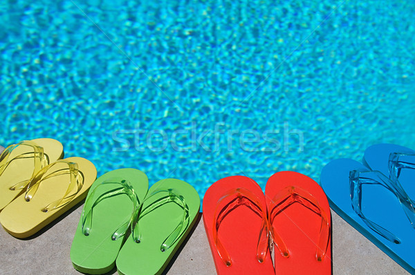 Stockfoto: Zomer · gekleurd · familie · vier · zwembad · water