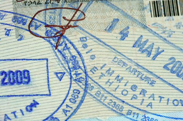 Pasaport damga sayfa Etiyopya seyahat tahta Stok fotoğraf © cmcderm1