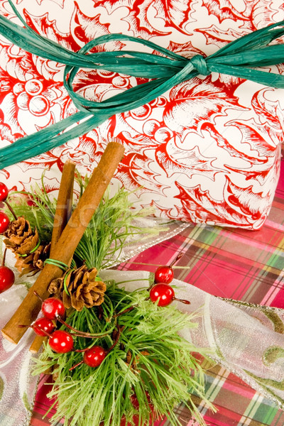 Christmas prezenty przedstawia zielone zimą Zdjęcia stock © cmcderm1
