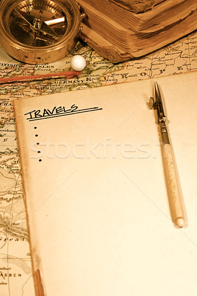 Klasszikus térkép diagram szerzői jog világ utazó Stock fotó © cmcderm1