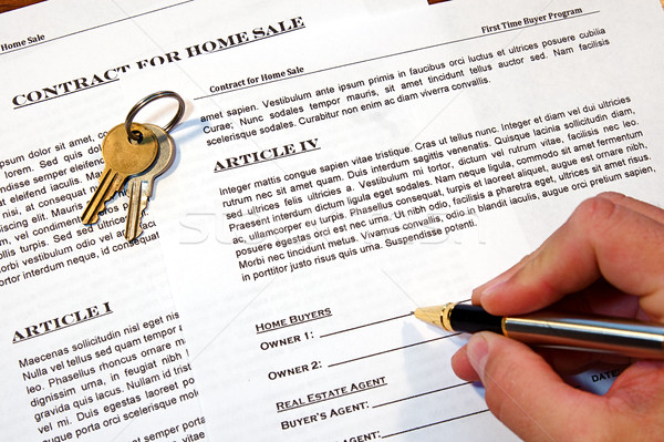 Contract home verkoop nieuw huis namaak tekst Stockfoto © cmcderm1
